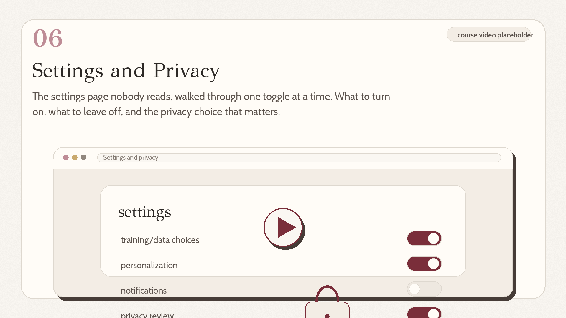 Module 06, settings and privacy