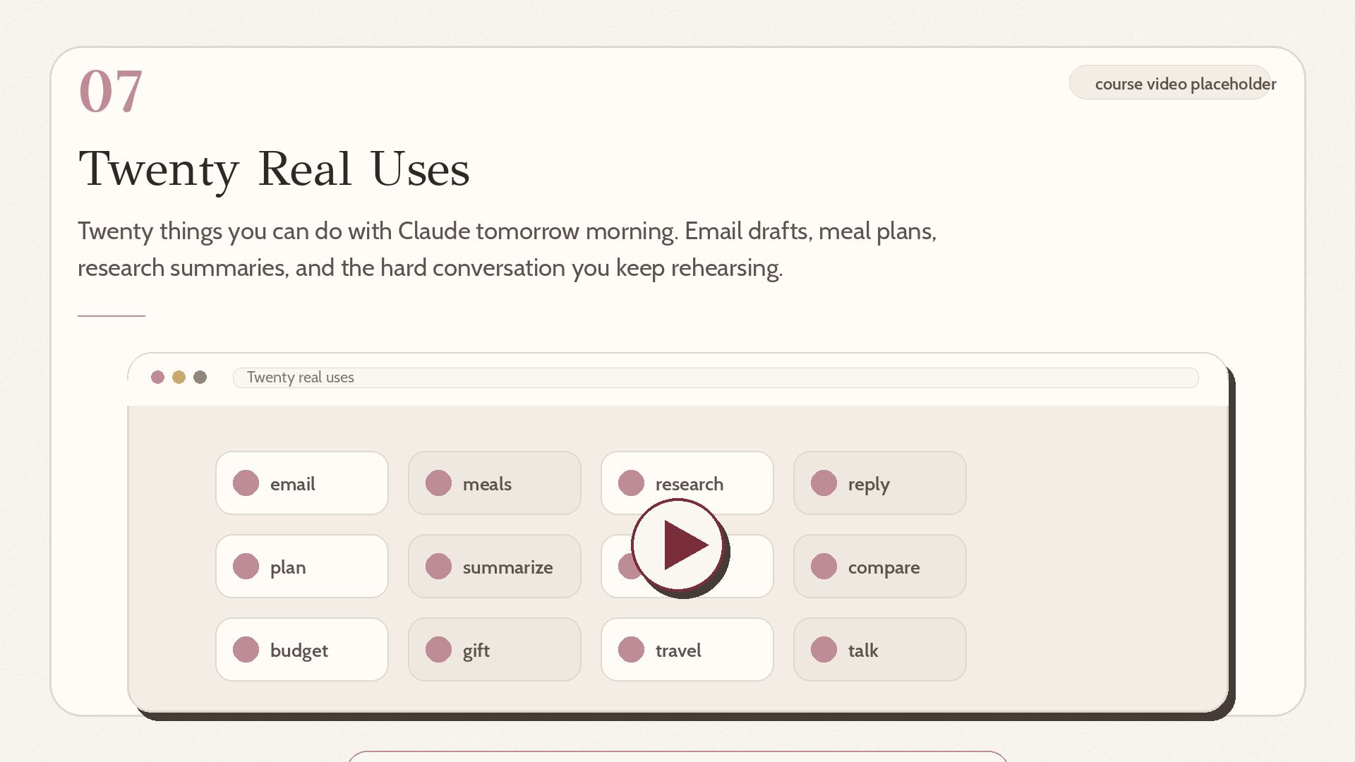 Module 07, twenty real uses