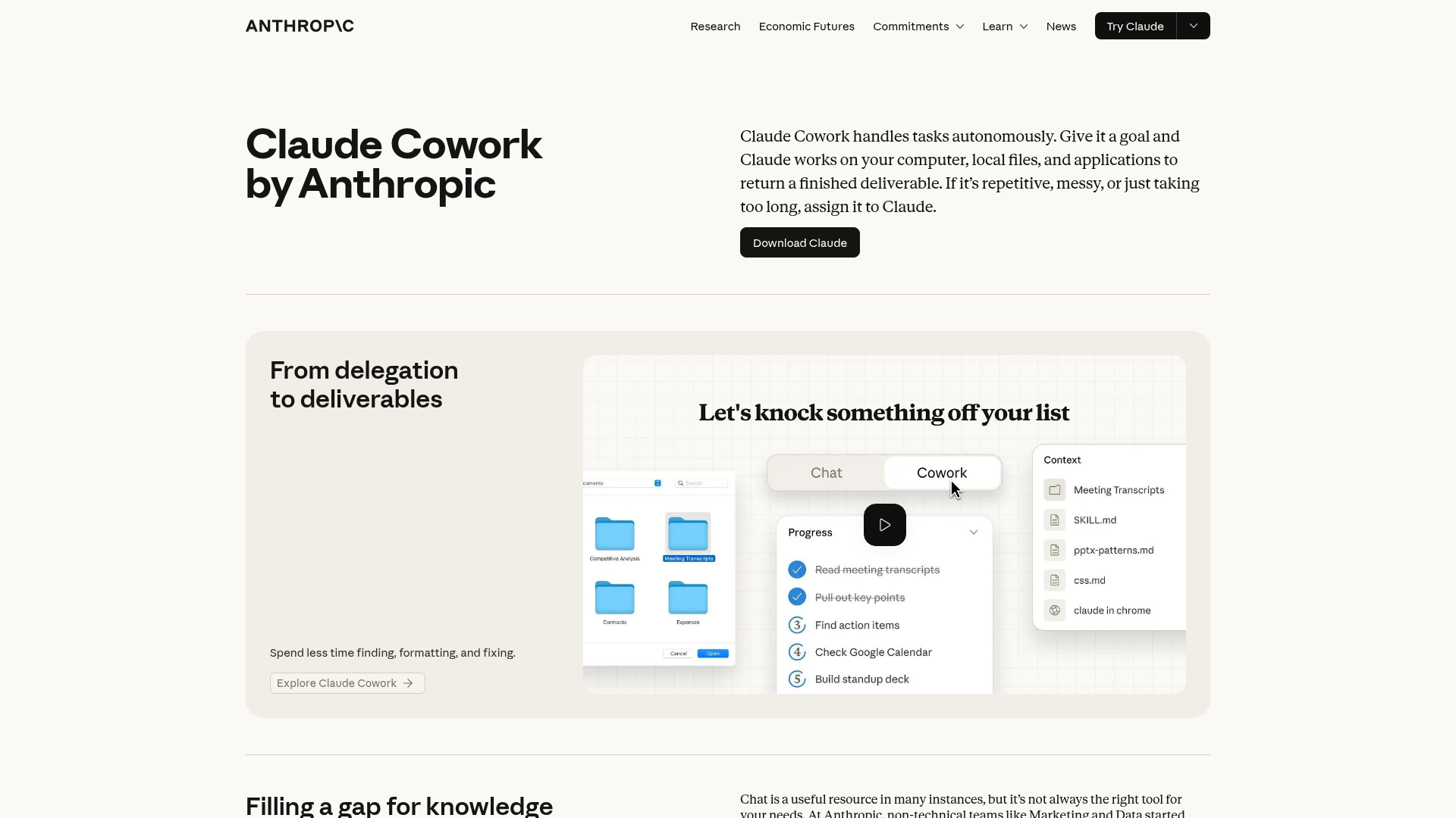 Claude Cowork product page